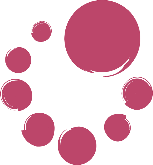 Mehrere rote Kreise sind kreisförmig angeordnet.